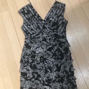 Cocktail Dress black and white V neck